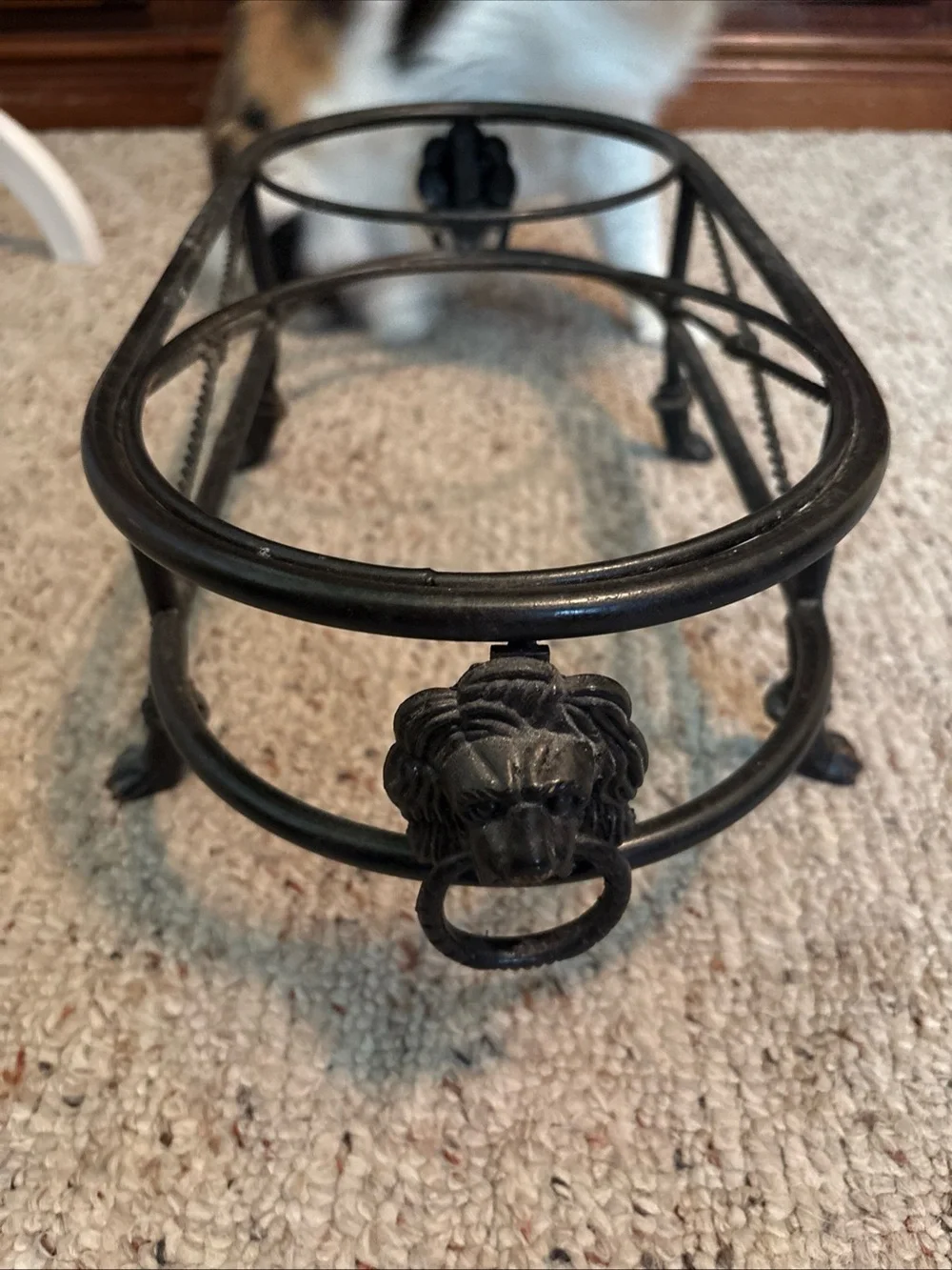 Classic Black Metal Elevated Double Dog Bowl Stand